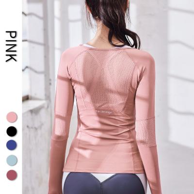 China Breathable Fitness Women's T Shirts Slim Fit For Sports Running Mesh Yoga Short And Long Sleeve for sale