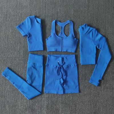 China Women Yoga Set Workout Sportswear Gym Clothing Breathable Seamless Zipper Sheath Long High Waist Leggings Fitness Bra Sports Sports Suits for sale