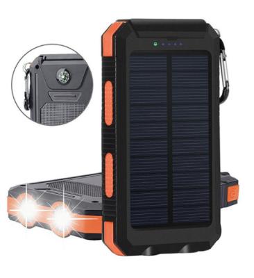 China Waterproof Solar Sloar Panel Charging Power Bank 8000mah Solar Charger Power Bank with Portable Compass for Outdoor Cell Camping for sale