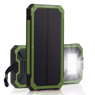 China Sloar Panel Charging Power Bank 10000mah Solar Promotional Portable Dual USB Charger With LED Light External Battery Power Bank for sale