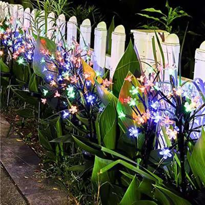 China 20 LED Fairy Lights Sakura Stake Light Outdoor 20 Flower Garden Solar Powered Solar LED Light Decorative Lawn Lamp for sale