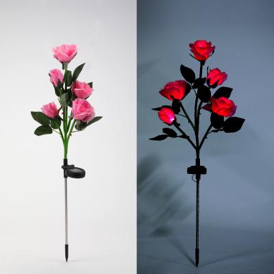 China Garden Drop-shipping Garden Ornaments Solar Flower Light Stake Rose Lawn Lamp Solar Garden Lights for sale