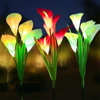 China Modern Selling Like Hot Cakes Garden Lily Flower Shaped Solar Light Head Outdoor Decoration Solar Calla Lamp 4 for sale