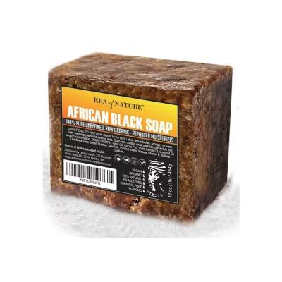 China Basic Cleaning Private Label Skin Care Face Treatment Acne Natural Organic Exfoliating Whitening Handmade Raw African Black Soap for sale