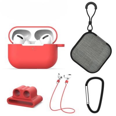 China Silicone Case with Key Chain Accessories Bundle 5 in 1 Protective Silicone Skin Cover Set for Airpods pro for sale