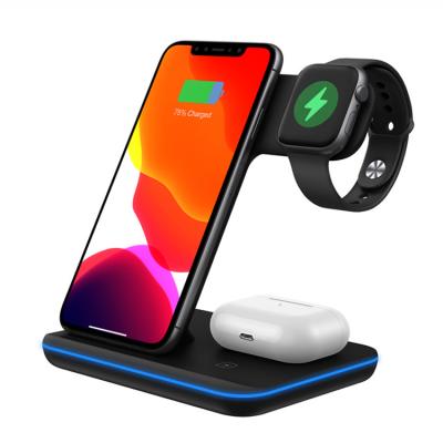 China 3in1 Wireless Charging Station 3in1 15w Wireless Charging Dock Fast Qi 3 in 1 Wireless Charger for iPhone 12 13 AirPods for sale