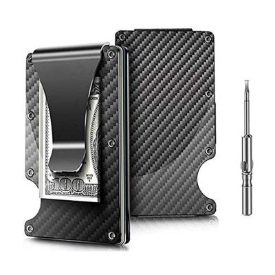 China Custom Aluminum RFID Card Holder Slim RFID Blocking Wallet Men Women Carbon Fiber Wallet for sale