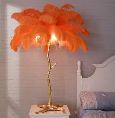 China Ostrich Feather Decorative Table Lamp Brass Stand Dia 80cm For Home for sale