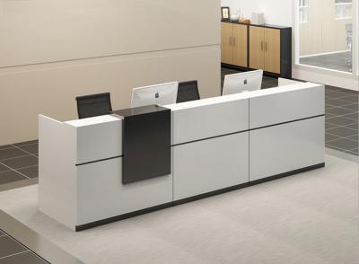 China Antiplatten-dekorativer Büro-Möbel MDF moderner Front Desk des kratzen-E1 zu verkaufen