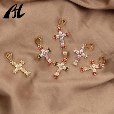 China Religious High Quality Jewelry For Women Special Design 18k Gold Plated Rose Cross Pendant for sale