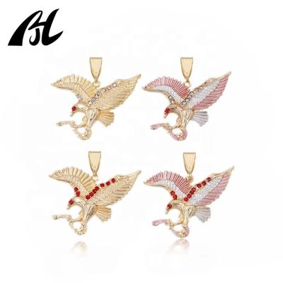 China Hiphop 18K Gold Plated Zircon Eagle Pendants Wholesale Hip Hop Jewelry Charms for sale