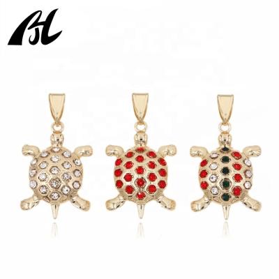 China New Religious High Quality White Color Diamond Gold Plated Turtle Pendant Animal Pendant Beautiful Charms Religious Jewelry for sale