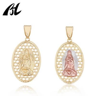 China Religious Catholicism Guadalupe Virgin Mary Cubic Zirconia Gold Plated Pendant For Women Jewelry for sale