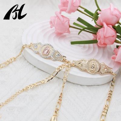 China FASHION Religious Jewelry Lucky Ancle Bracelets Women Virgin Mary 14k Tricolor Laminado In or De La Joyeria de Joyeria for sale