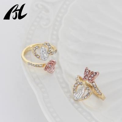 China La La FASHION Virgen De Guadalupe Newest Rosa Virgencita Heart d'en 3 Tones de Oro De d'Anillo formed ring for sale