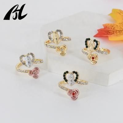 China Craftsmanship Medalla de La Virgen De exquisite FASHIONABLE Guadalupe Anillo Unique Engagement Heart shaped Diamond Love Pinky Promise Rings for sale