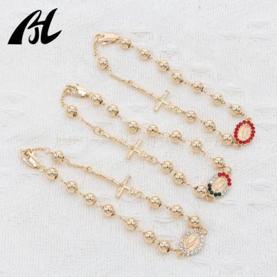 China New Arrival TRENDY Christian Religious Jewelry Catholic Virgin Mary 3 Tone Tricolor Elephant Cross Jesus Bracelet Oro Pulsera for sale