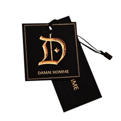 China Viable custom logo brand wedding jewelry jeans apparel swing package string black paper hangtag for sale