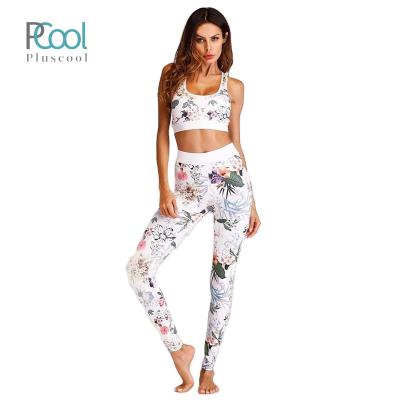 China Antibacterial Fashion Printed Fitness Workout Yoga Set Sports Bra And Legging Set for sale