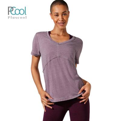 China Hot Selling Anti-pilling V-neck And Shape T-shirt Casual Fit Women for sale