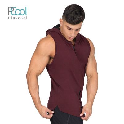 China Wholesale Men's Sportswear Anti-Shrink Quick Dry Zip Up Sleeveless Hoodies for sale