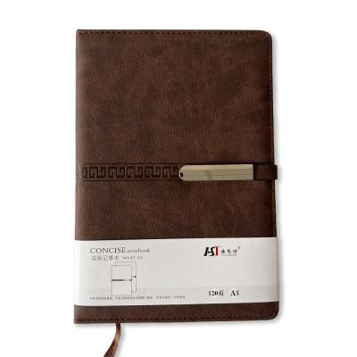 China 200 Pages A5 Diary Business Office Notebook Magnetic Daily Meeting Notepad Single Thick Color Leather Custom Notebook for sale