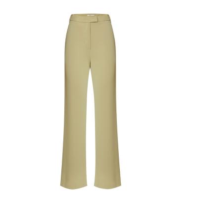 China Anti-Wrinkle New Summer Low Price Comfortable Polyester Light Yellow Flare Pants Ladies Plus Size for sale