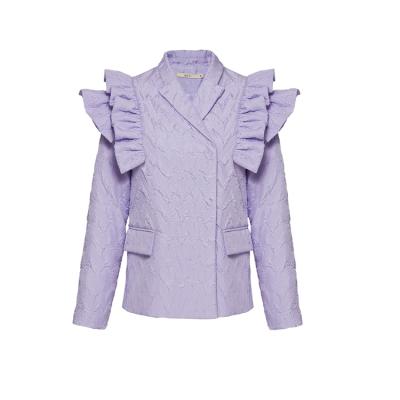 China 2021 breathable ladies spring fall women ruffle shoulder 3D fashioned jacket top blazer ladies coats and jackets for sale