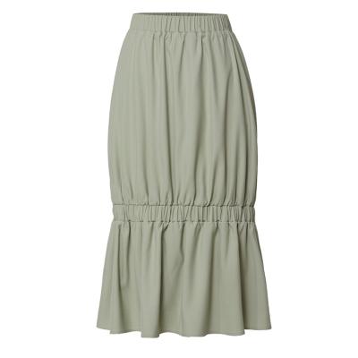 China Plus size 2021 cost-effective bud trumpet ruffle women pleated skirt ladies office skirts new arrival ladies autumn skirt set for sale