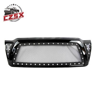 China 2005-2011 Gloss Black ABS Mesh Rivet For Toyota Tacoma Mesh Style Front Hood Grille for sale