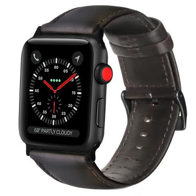 China Leather For Apple Watch Band Leather Strap High Quality Men For Se Series 44mm 40mm 38mm 42mm Watch Band for sale