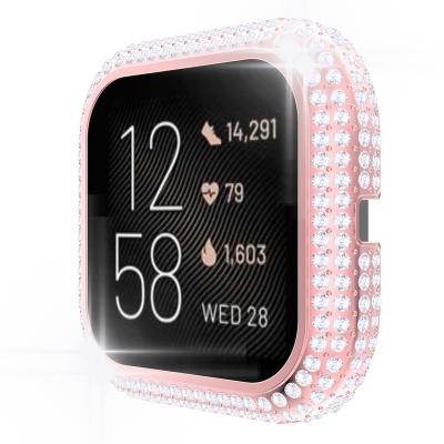 China Fashion Versa2 Diamond PC Cover For Fitbit Bling Watch Case Women Girl Crystal PC Shell Protective Watch for sale