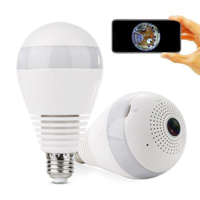 China Human motion tracking OEM 5MP V380 HD 360 Degree Fisheye Bulb E27 panoramic wifi IP camera radio for sale