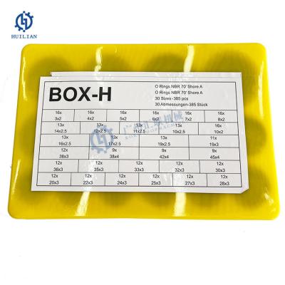 Chine Le JOINT CIRCULAIRE de dimensions des PCs 30 de NBR 385 de la boîte « H » de joint circulaire SCELLE LE KIT JAUNE de BOÎTE en CAOUTCHOUC de FKM NBR à vendre