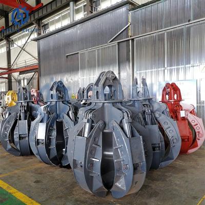 China Komatsu 5-100 Ton Excavator Orange Peel Grapple 5 Tines Double Shaft NON Rotary For PC27 PC56 PC75 PC100-6 PC210LC PC360 for sale