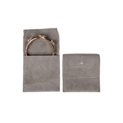 China Jewelry packing silver and gold leaf suede velvet jewelry bag luxury gray soft custom pouch bolsa de joyerias ring bracelet jewelry bag custom logo for sale