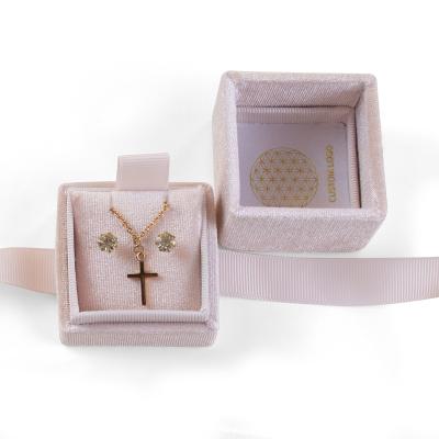 China Handmade Different Shapes Velvet Jewelry Necklace Jewelry Gift Box Packaging Ring Packaging Box Custom Logo With Ribbon Accessories for sale