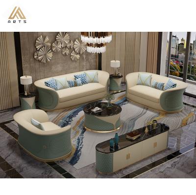 China Italian luxury living room furniture modular light design sofa villa apartment sofa combination genuine leather sectional sofa for sale