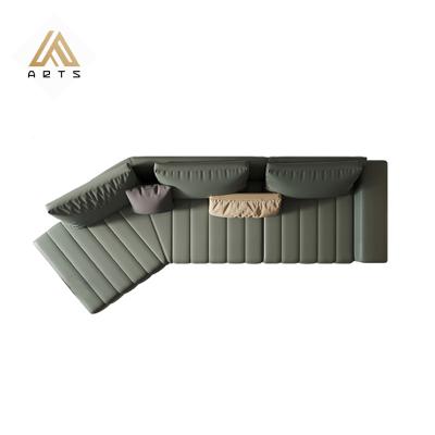 China Comfortable Cheap Sofa Set High End Italian Modern Furniture Unique Design Curved L Shape Hotel Lobby Couch Leather Sofa for sale