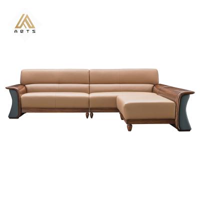 China Wholesale Exclusive Luxury Convertible Designed Wooden Frame Living Room Furniture Modern Durable Genuine Leather Upholstered Sofa for sale