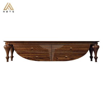 China Convertible New Arrive Exclusive Designed Luxury Modern Zingana Wood Frame Living Room Furniture TV Stand for sale