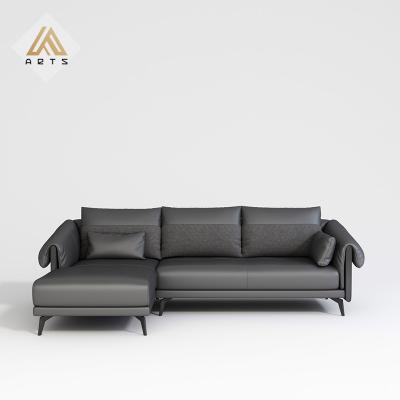 China China factory modular living room furniture modern good quality genuine leather chaise lounge 6 seater L-shape sofa set for sale