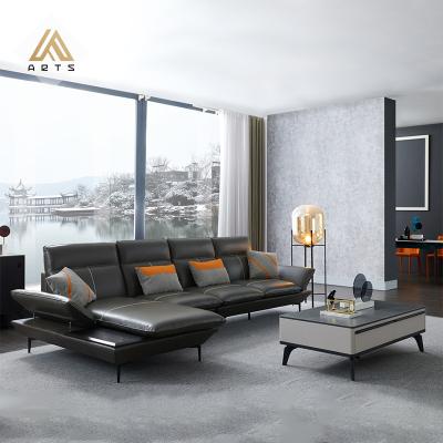 China (Others)New Adjustable Arrive Living Room Furniture Luxury Genuine Leather L-shape Adjustable Sofa Couch Corner Armrest Sofa for sale