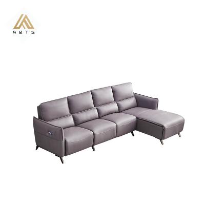 China Hot Selling Adjustable Luxury Recliner Sofa Extended Chair Modern Sectional (Height) Lift 7 Seats Genuine Leather L Shape Recliner Sofa Set for sale