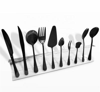 China Viable Shiny Black Color Plating Flatware 10 Pecs Full Set Stainless Steel Silverware for sale