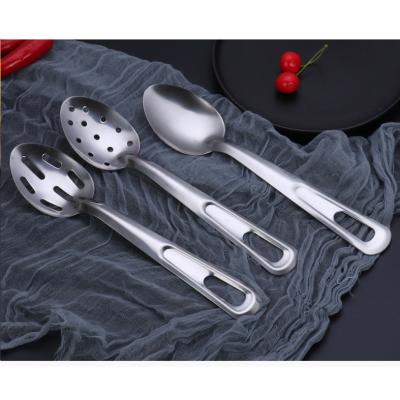 China Large Stainless Steel Disposable Serving Spoon Long Handle Salad Prep Spoon Pasta Server Spoon for sale