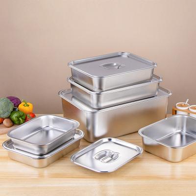 China 304 Stainless Steel Deep Rectangle Stainless Steel Restaurant Container Food Buffet Kitchen Set Food Pans for sale