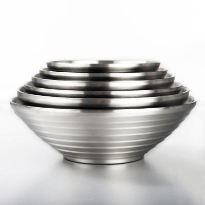 China Heat Resistant Stainless Steel Salad Ramen Bowls Double Wall Food Viable High Quality Noggin Bowls for sale