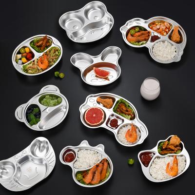 China Cute Viable Cartoon Kid Dinner Dishes Crab Rabbit Shape Baby Stainless Steel Divided Food Dish for sale