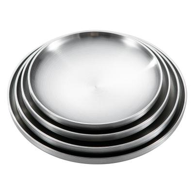 China Sustainable Hot Selling Double Wall Round Dishes Catering Stainless Steel Plates Food For Dining Restaurant for sale